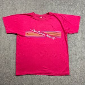 Vintage 80s College Shirt Johns Hopkins University Graphic Tee Pink XL 1980s VTG